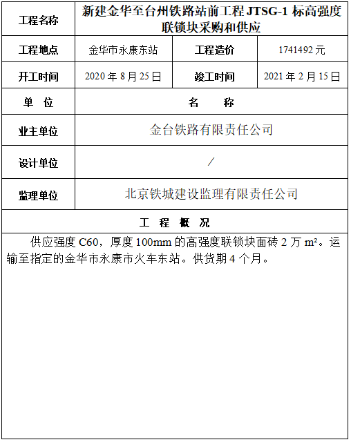 新建金华至台州铁路站前工程JTSG-1标高强度联锁块供货.png